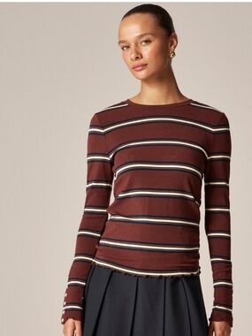 J.Crew Maroon Striped Long Sleeve Top